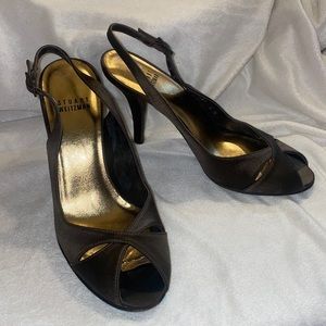 Stuart Weitzman Brown Satin Heels